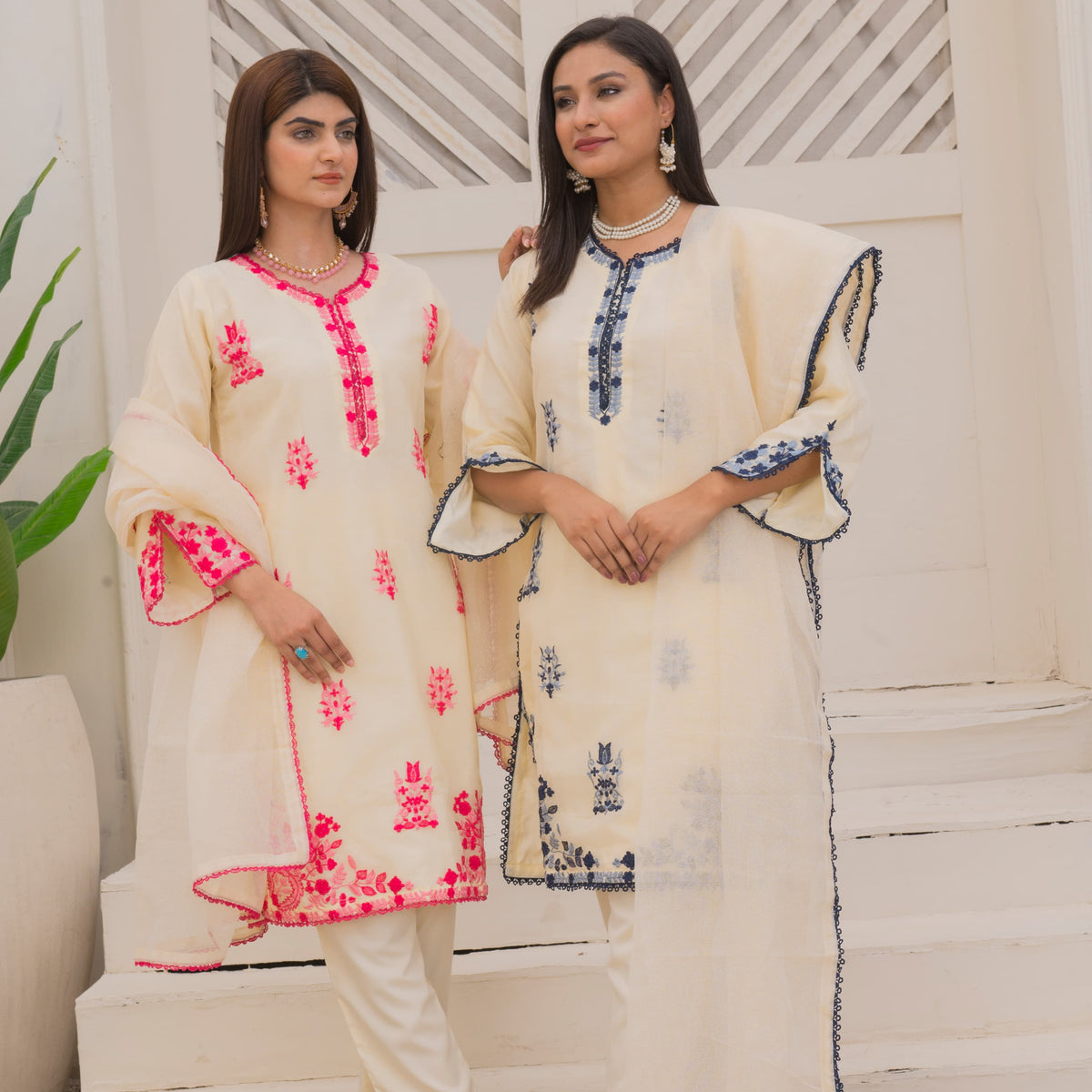 Rang-e-Multi Fancy 3PC Khaddi Net Embroidered Multi Blue Colour