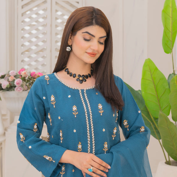 Naqsh-e-Rang Fancy 3PC Khaddi Net Handmade Zink Colour