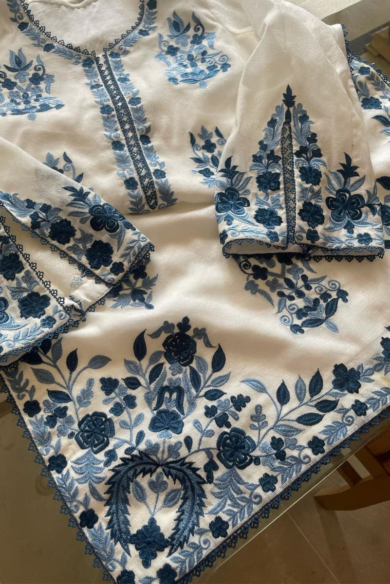 Rang-e-Multi Fancy 3PC Khaddi Net Embroidered Multi Blue Colour
