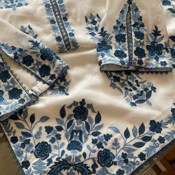 Rang-e-Multi Fancy 3PC Khaddi Net Embroidered Multi Blue Colour
