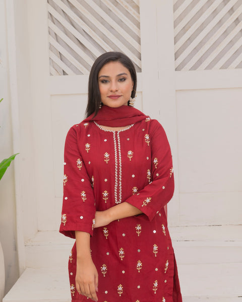 Naqsh-e-Rang Fancy 3PC Khaddi Net Handmade Mehroon Colour