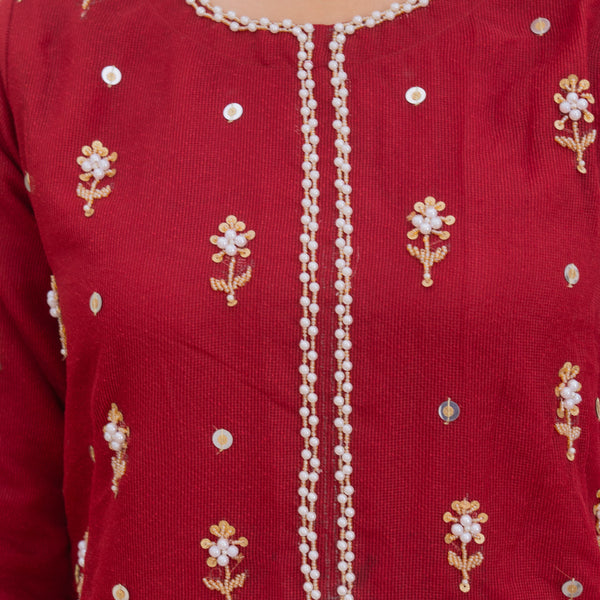 Naqsh-e-Rang Fancy 3PC Khaddi Net Handmade Mehroon Colour