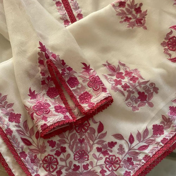 Rang-e-Multi Fancy 3PC Khaddi Net Embroidered Multi Pink Colour