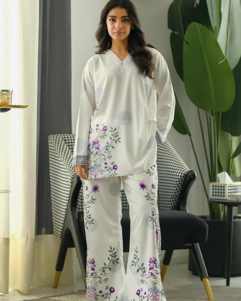Hania Amir 2PC Floral Stitched Farshi Plazo