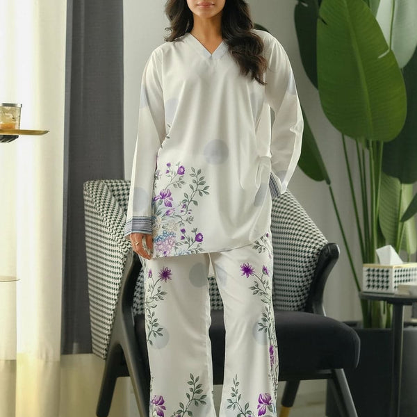 Hania Amir 2PC Floral Stitched Farshi Plazo