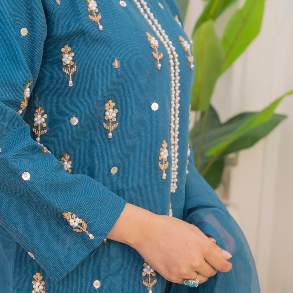 Naqsh-e-Rang Fancy 3PC Khaddi Net Handmade Zink Colour